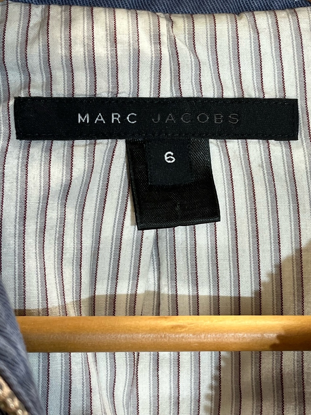 Vintage Marc Jacobs Zip Front Moto Jean Jacket with Blue and Lavender Panels - Picture 2 of 7